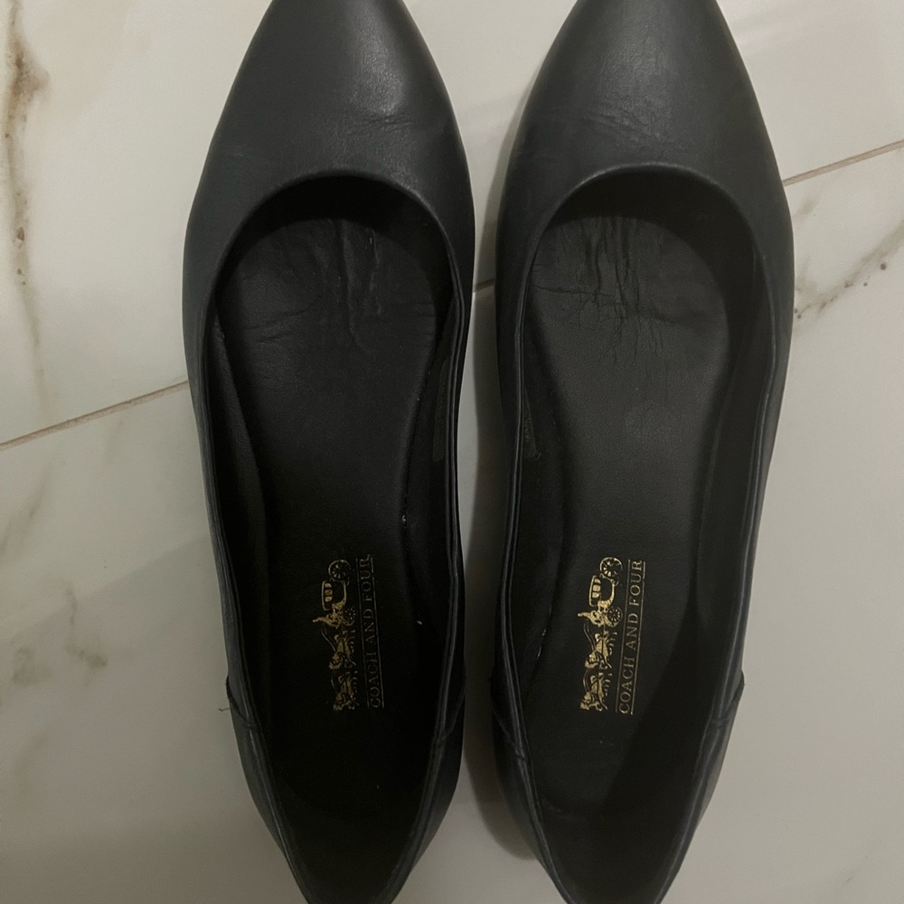 Coach Navy Blue Leather Flats